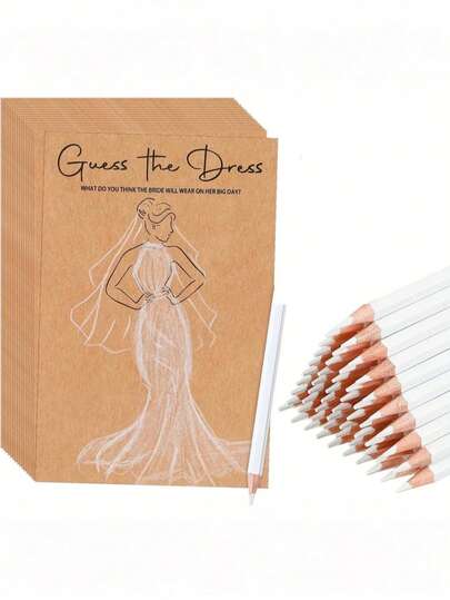 40pcs/20pcs/1set Bridal Gown Guessing Game Wedding Party Supplies - DIY Bridal Shower Game For Guests, "Bridal Dress" Wedding Party Game, Interactive Guessing And Wedding Decor, Bridesmaid Proposal Gift, Wedding Guest Entertainment, Fun Wedding Decoration, Party Favors