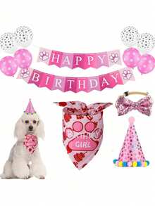 Decoraciones para fiesta de cumpleaños de mascotas, que incluyen pancarta, globos con huellas de pata, sombreros, baberos y pajaritas, adecuados para celebrar el cumpleaños de un perro - Multicolor - Ver 11
