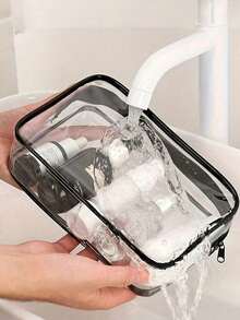 Acessórios para Cabelo" Bolsa de Toucador em PVC, Organizador de Viagem em PVC com Fechamento de Zíper - Bolsa de Maquiagem e Toucador Leve e Resistente ao Desbotamento para Mulheres e Meninas, Bolsa de Cosméticos Transparente de Grande Capacidade com Zíper de Náilon - Leve, Armazenamento para Primavera e Verão, Durável, Adequado para Natação, Praia, Mergulho e Férias de Verão - Multicolorido - Visão 5