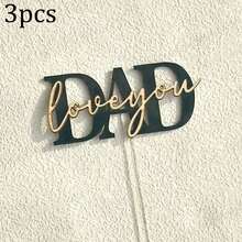 1个/3个/6个亚克力“我爱爸爸”蛋糕装饰插牌 - 父亲节生日派对最佳用品 - 多色 - 查看 10