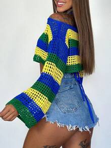 Brazil World Cup Knit Blouse, Sporty Look, Brazil - 藍色巴西 - 查看 2