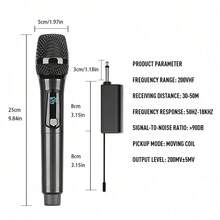 LMBGM UHF Professional Wireless Microphone, With 2 Black Handheld Mic, USB Charging,Equip 6.35mm Jack,Suitable For Family KTV, Outdoor Activities, Concerts, Etc. - Black - View 2