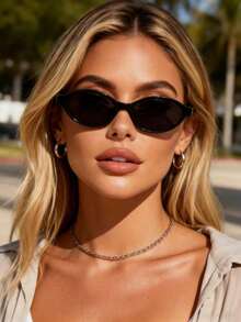 1副塑料女士全框豹纹黑白Y2K经典坏女孩风格现代简约基本款时尚眼镜，适合夏季海滩度假装扮 - 1pc 黑框灰 - 查看 2