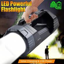 LiHangStar Linterna de mano recargable solar, lámpara portátil de alta luminosidad con carga USB, foco LED, múltiples modos de iluminación, luz lateral, adecuada para emergencias, cortes de energía, senderismo, camping, pesca - Linterna solar - View 3