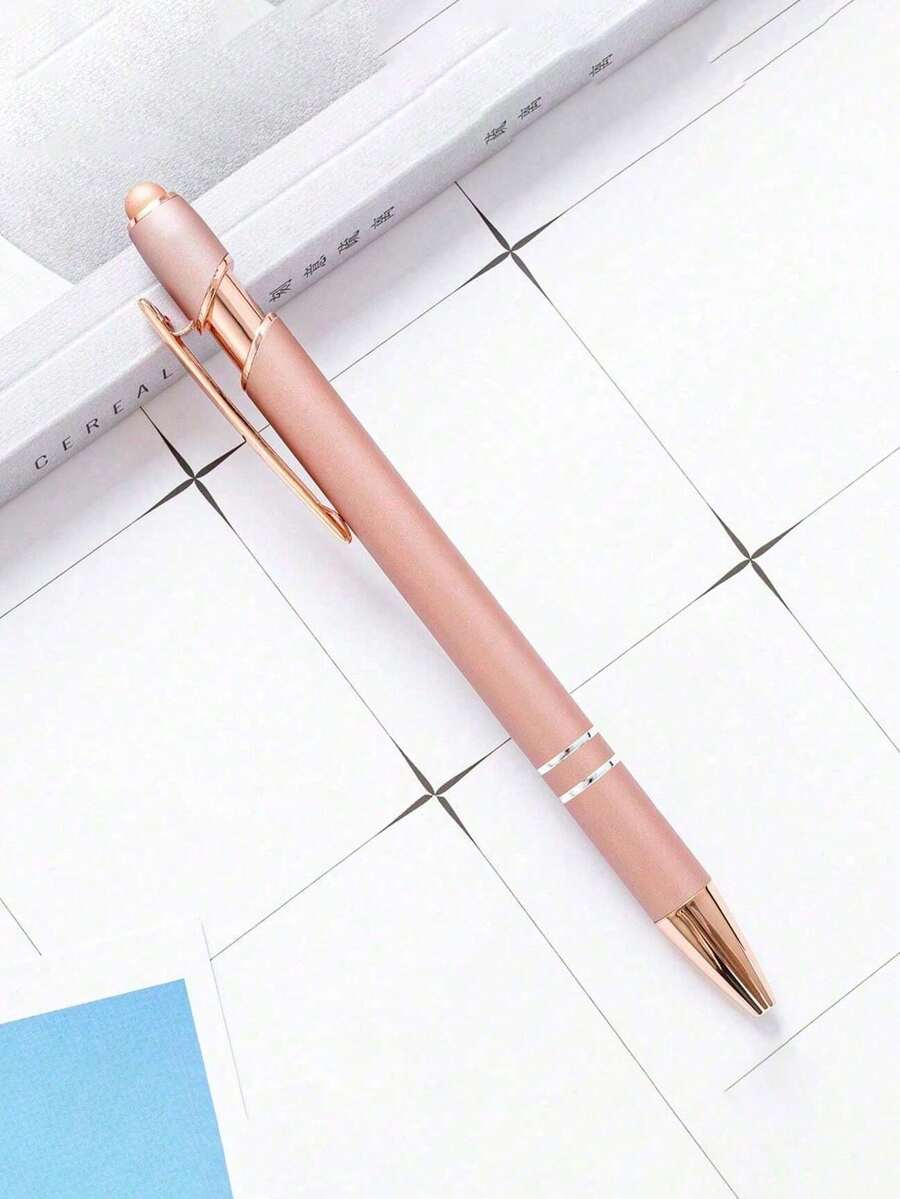 1pc High-Quality Pressurized Faux Gold Metal Ballpoint Pen With Stylus, Suitable For Students Taking Notes, Office Use, And Teacher's Day Gifts - Multiple Colors - One Size Fits All - View 1