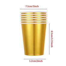 10/20/50/90pcs Gold Paper Party Cups, 9oz Drinking Glasses, Coffee Cups, Cold Beverage Cups, Reusable, Ideal For Birthday Party, Wedding, Mother's Day - Gold - View 6