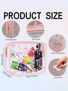 6/1pc PVC Makeup Bag, Lightweight, Fade-Resistant, Portable Cosmetic Bag, Easy To Wipe, Fashion Aesthetic, Fade-Resistant Material, Travel Essential, Holiday, Winter/Summer Vacation, Back To School, Waterproof Makeup Bag, Cruise, Bathroom, Travel Essential, Large Capacity - Multicolor - View 8