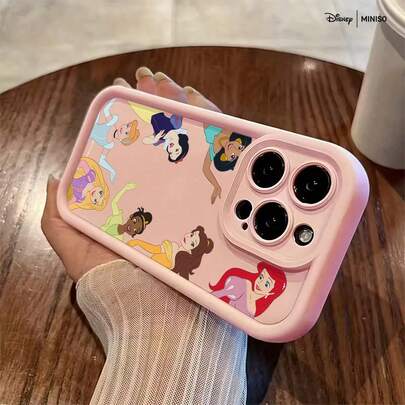 Miniso Disney Prinzessin Gruppen Wellen Design Handyhülle geeignet für iPhone 17/17 Pro/17 Pro Max/17 Air/16/15/14/13/12/11/X Serie iPhone 17 Pro Max Hülle iPhone 17 Pro Hülle iPhone 17 Hülle, Strumpfstopfer für die Freundin