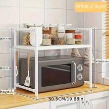 1pc Microwave Oven Rack, Thick Kitchen Oven Spice Storage Shelf, Multi-Layer Household Kitchen Storage & Organizer - Multicolor - View 14