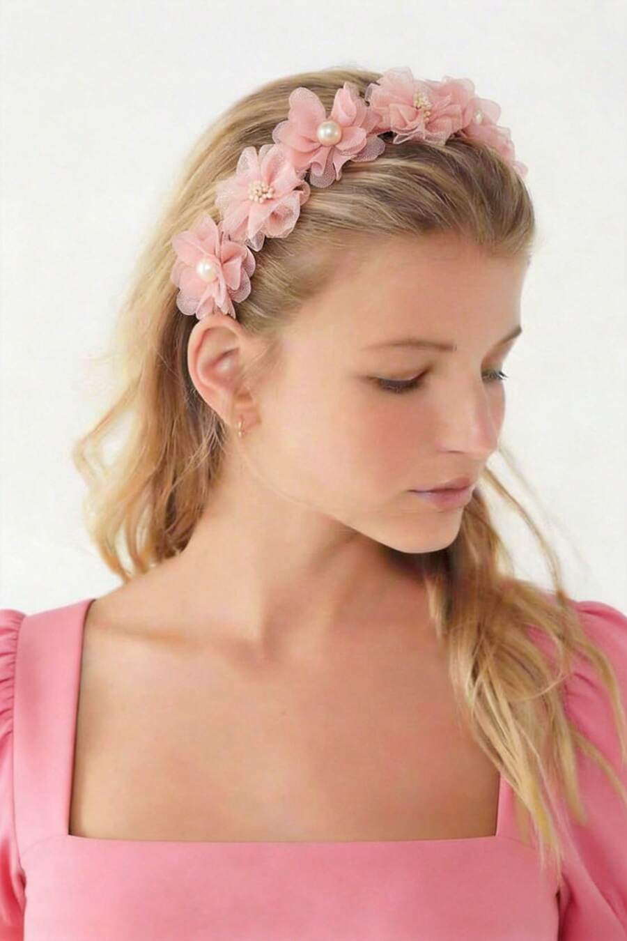 1件装女童新款花朵发箍，甜美可爱，2026新年款 - 藕粉色 - 查看 1