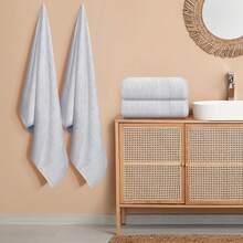 H&R Family Pack 2 Large Bath Towels 100% Cotton Ring Spun Soft Absorbent Towels - White - View 5