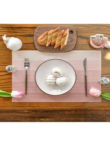 4pcs/6pcs Ombre Tablecloth, Modern Living Room & Dining Table Decor Placemats, Washable, Kitchen Table Mats, Heat Resistant & Stain Proof, Suitable For Home Party, Camping Outdoor Dining Table Decor, Coffee Table, Spring & Summer Home Decor - Baby Pink - View 3