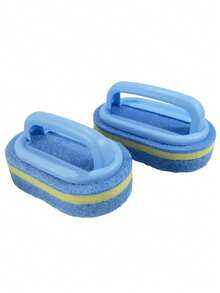 3-Ply Thick Design, Special Fiber Brush Head With Handle, Wall-Mounted Ceramic Facial Cleansing Sponge Brush, Blue, 1pc - Blue - View 11