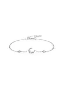 1pc Fashionable 925 Sterling Silver Shiny Moon Chain Bracelet, Women Personalized Jewelry Gift - Silver - View 4