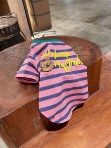 Striped Dog & Cat T-Shirt With Cute Koala Print, Breathable Pet Clothes Suitable For Small & Medium Dogs & Cats, Classic Striped Daily Outfit For Puppies & Kittens - Multicolor - View 18