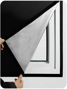 1PC Sunshade Curtains Are Easy To Remove No Need To Drill Holes Magic Tape Adhesive Style Blackout Curtains Opaque Window Curtains - Black - View 6