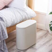 30 X 15 X 28cm Flip-Top Slim Trash Can, ABS+PP Material, Bathroom Toilet, Bedroom Bedside, Living Room Corner, Kitchen Sorting Garbage Bin, Elegant White Trash Can - View 3