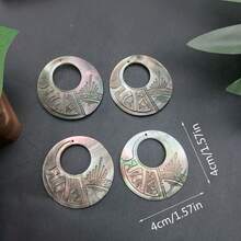4 mặt dây chuyền hình hoa sứ chạm khắc thủ công từ vỏ sò MOP tự nhiên, dùng để làm khuyên tai hoặc vòng cổ, thiết kế kiểu Hawaii, trang sức đảo nhiệt đới. - màu đen - Xem 34