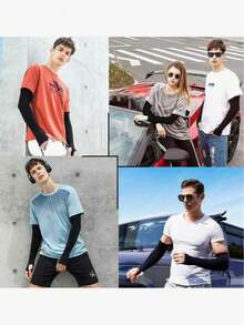 4 Pairs/1 Pair Beister UV Protection Cooling Arm Sleeves, Unisex Summer Outdoor Sun Protection Arm Sleeves With Thumb Hole, Men Sun Protection Sleeve, UV Protection - A - View 8