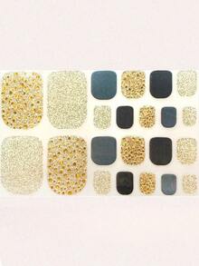 Stiker Kuku Rhinestone Polka Dot 3D, Aksesori Pakaian Perjalanan, Dekorasi Seni Kuku Wanita Musim Panas, Desain Rhinestone Emas Penuh, 22 buah Stiker Kuku Kaki - MultiWarna - View 2