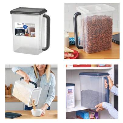 Bulk Canister Holds 46 Cups - Dark Gray Lid And Handle, Food Storage Container (1 Each) 11.55" X 7.8" X 13.25"