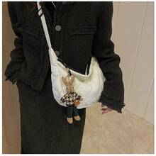 Sac à épaule brodé pour femmes, sac à main de grande capacité, sac à bandoulière - Blanc - Voir 6