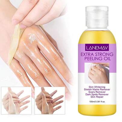 100毫升超级去角质油，适用于手部、面部、足部和全身，去除死皮，美白均匀肤色，减少暗沉，适合所有肤质。