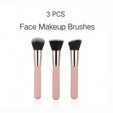 3pcs Professional Makeup Brush Set, Including Foundation Brush, Blush Brush, And Eye Brush. Suitable For Makeup Artists, Home Use, And Travel. - Multicolor - View 10
