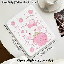 兔子抱着草莓图案彩绘亚克力水晶保护套，3+Y折叠防弯折，平板电脑保护套兼容三星Galaxy Tab A9 Plus/A11/A11 PLUS及其他型号，适合返校季、情人节等场合。 - 彩色 - 查看 2