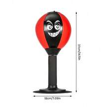 Durable PU Leather Desktop Punching Bag Super Strong Suction Cup Base Speed Bag, High Elastic Spring Reflex Punch Ball For Office, Home Desk - Red - View 5