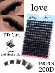 14对200D浓密卷翘假睫毛，每包168根，专为欧美浓妆设计，高卷度D型卷翘效果，长度10-18毫米混合。 - DD - 查看 3