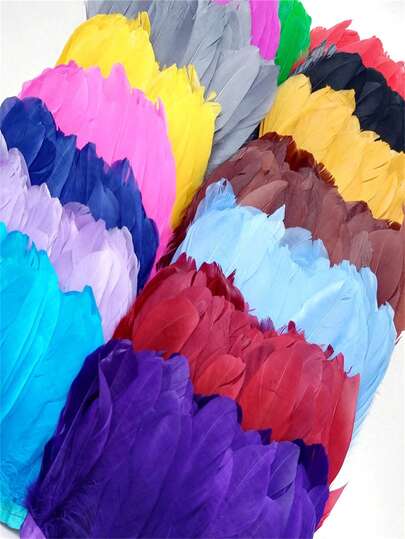 1包2米长（15-20厘米/6-8英寸）天然染色鹅毛饰边，真鹅鸭毛流苏丝带，适用于手工工艺品、美洲狮婚礼配饰