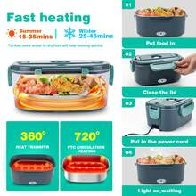 1.5L 2-In-1 Portable Electric Lunch Box | Food Warmer With Insulation Bag | Fast Heating For Car, Truck - Yellow - View 3