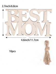 10/20/30件装最佳妈妈未完成木制工艺品，母亲节儿童绘画工艺品，木制镂空图案可涂色，木制字母装饰品，母亲节礼物，妈妈生日派对教室DIY标签 - 卡其色 - 查看 9