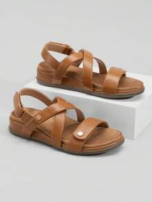 Rihero Women's Comfortable Orthopedic Arch Support Sandals Summer Casual Open Toe Walking Flat Sandals With Adjustable Strap - Tan - View 6