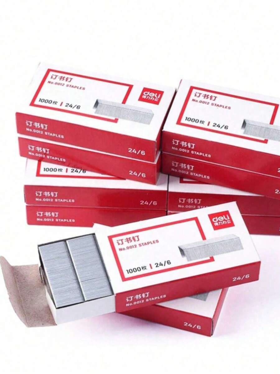 1000枚通用订书钉，24/6尺寸，随机包装，返校用品，办公必备，纸张装订配件 - 1盒
