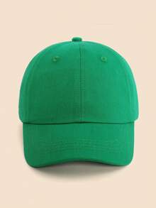 1 pièce Casquette de baseball réglable de protection solaire de couleur unie pour bébé/tout-petit - Vert - Voir 2