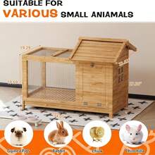 Conejera de Madera para Interior y Exterior, Jaula para Conejos con Rampa de Metal Resistente a la Intemperie, Malla Extraíble para Conejos, Cobayas, Pollitos, Patos y Animales Pequeños de Jardín - Color de la madera - Ver 2