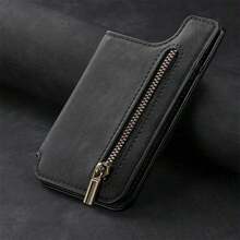 1pc Retro PU Leather Phone With Card Holder Pouch, Zip Wallet, Kickstand, Universal Desk Holder - Multicolor - View 8