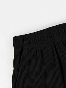 1 chiếc quần short cargo dáng dài, đa năng, chất liệu nhung kẻ, dành cho bé trai tuổi teen, phong cách American Vintage High Street. - màu đen - Xem 5