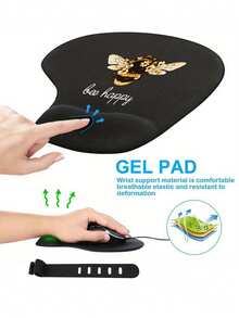 Ergonomic Wrist Support Square Mouse Pad, Cute Bee Pattern Design, Printed With The Letters "Bee Happy". Spring Atmosphere; High Quality Eva Material, Comfortable And Soft, Good Air Permeability, Durable Elastic, Durable Anti Slip Memory Foam Mouse Pad - Multicolor - View 3