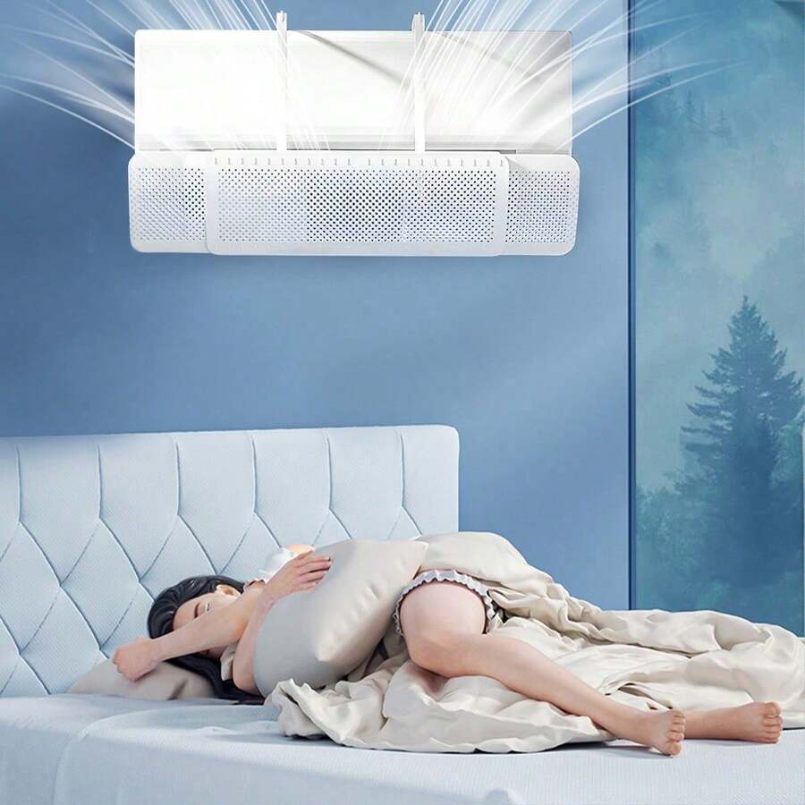 1pc Adjustable Air Conditioner Wind Baffle, Air Outlet Deflector Board To Prevent Direct Blowing - White - View 1