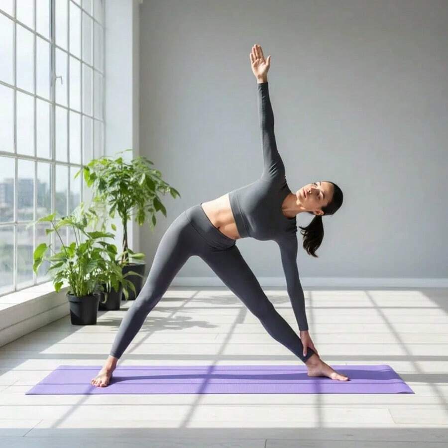 YESH MARKET Tapete de yoga 4 mm de grosor, medidas 150 cm * 60 cm, fabricado en material resistente, impermeable y de textura antideslizante para mayor comodidad. Incluye bolsa de transporte para fácil portabilidad y almacenamiento. Ideal para yoga, pilates, estiramientos y todo tipo de ejercicios en casa, gimnasio o exteriores. Ligero, duradero y cómodo, brinda soporte y estabilidad durante tu práctica. Diseño práctico y versátil para entrenamientos diarios. - Lila Púrpura - Ver 1