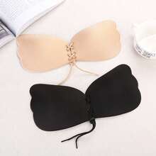 ideaCCSZ 2件套（浅米色+黑色）无肩带提胸塑形隐形文胸，翼形设计，带抽绳，透气防下垂，适合搭配婚纱 - 彩色 - 查看 9