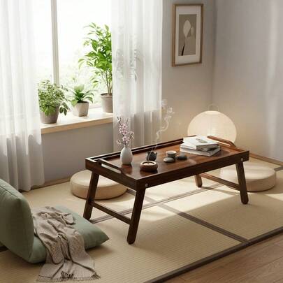 Foldable Lap Desk - Bamboo Breakfast Tray, Suitable For Sofa, Bed, Food, Snacks And Work, Foldable Dining Table, Bamboo Tea Tray Desk, Postpartum Meal Tray, Slouchy Laptop Desk For Bed, Simple Desk For Father's Day And Mother's Day Gifts