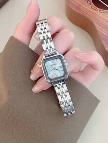 1件复古银色不锈钢方形小表盘女士手表，时尚简约优雅奢华小巧石英女士腕表，适合日常佩戴、派对及其他场合。 - 銀色 - 查看 6