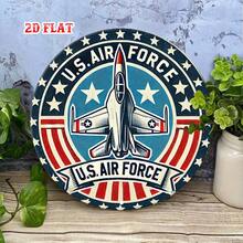 2D Flat 1-Piece Jet Fighter Round Aluminum Sign, Military Service Metal Tin Sign, Patriotic Badge 7.8X7.8 Round Aluminum Sign - American Flag Metal Wall Decor, Suitable For Wall Decoration In Homes, Garages, Restaurants, And Cafes, 2D Flat, Perfect For Room Decoration, Garage Decoration, Veterans' Gifts, Home Decor - 1PC - Xem 8