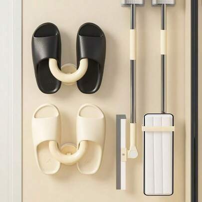 1/2 Pcs Drainless Suction Shoe Rack, Wall-Mounted Shoe Organizer For Bathrooms And Shower Rooms, Wall-Mounted Drip-Hanging Hook, Suitable For Hotel Rooms, Bathrooms, Washrooms And Living Rooms, Space-Saving Multi-Compartment Shoe Storage For Narrow Corridors, Quick-Suction Installation, Water-Resistant And Easy-Clean Surfaces, Ideal For Tidy Entryways, Laundry Areas, And Compact Living Spaces