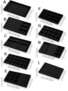 1个/9个装高品质可叠放天鹅绒首饰托盘 - 无绒 - 耐用 - 优雅可叠放首饰托盘/支架，首饰托盘展示架，多隔层首饰托盘，女士礼品创意首饰抽屉内嵌展示盒 - 彩色 - 查看 11