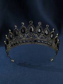 4pcs Luxurious & Elegant Rhinestone Queen Crystal Necklace, Earrings, Crown Bridal Wedding Headpiece Set For Women, Party & Gala - Multicolor - View 9